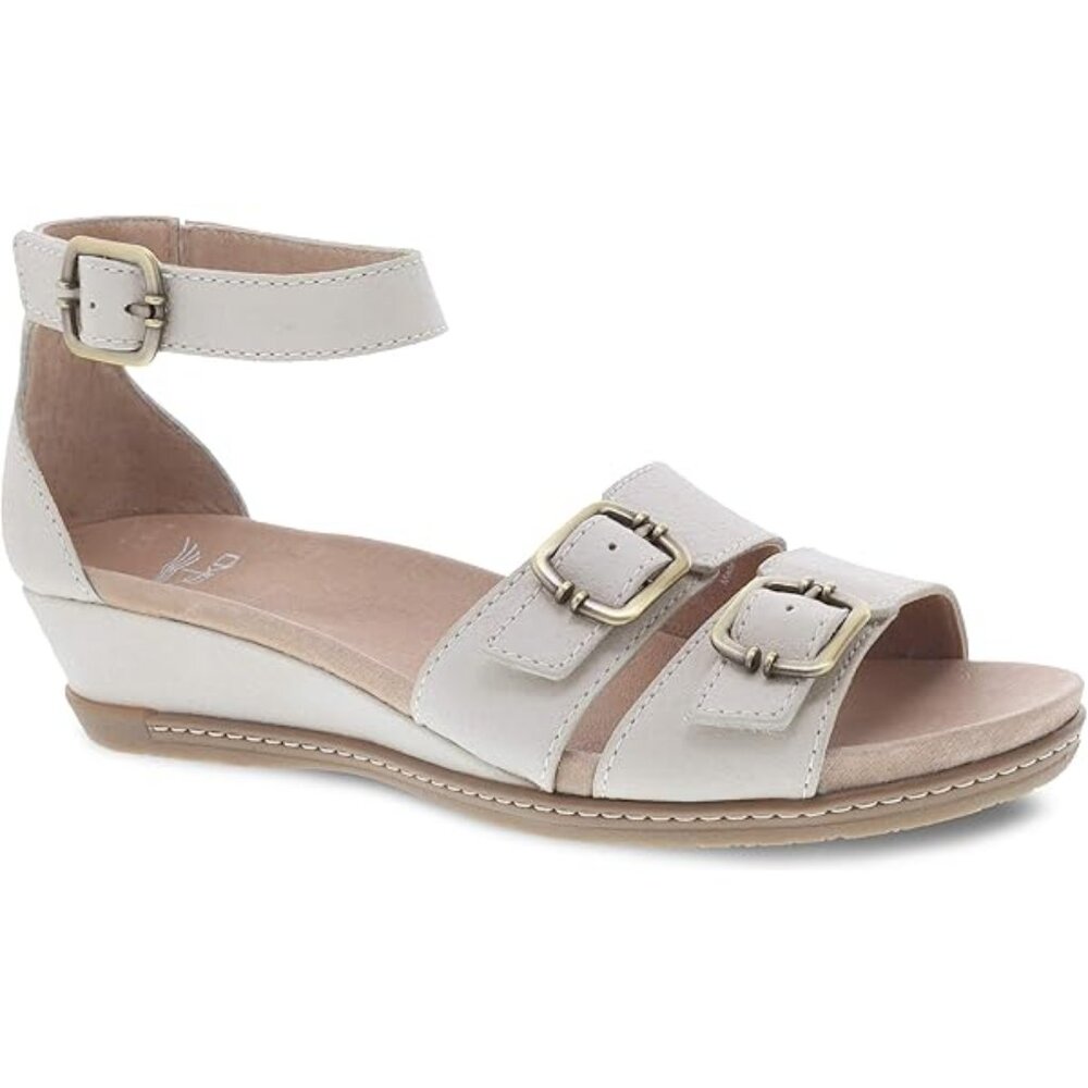 Dansko Women's‎ Taupe Milled Closed Toe Leather Classic Ankle Strap Sandal Sz 7